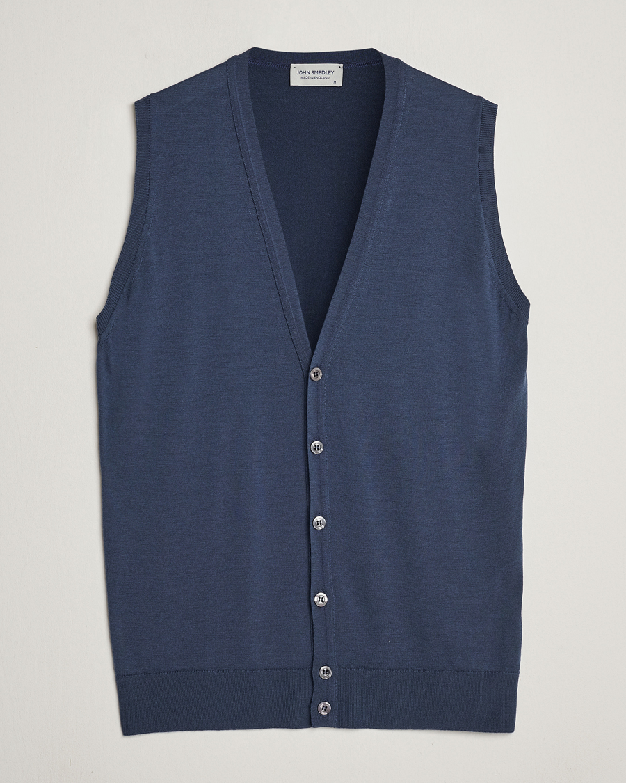 Hombres | Jerséis y prendas de punto | John Smedley | Huntswood Slim Fit Waistcoat Smoke Blue