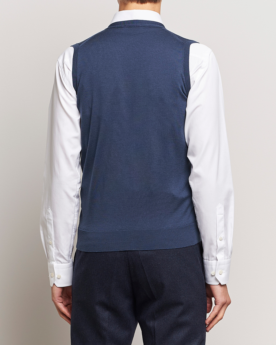 Hombres | Jerséis y prendas de punto | John Smedley | Huntswood Slim Fit Waistcoat Smoke Blue