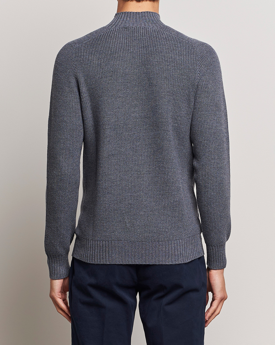 Hombres | Jerséis y prendas de punto | Gran Sasso | Rainwool Mock Neck Grey Melange