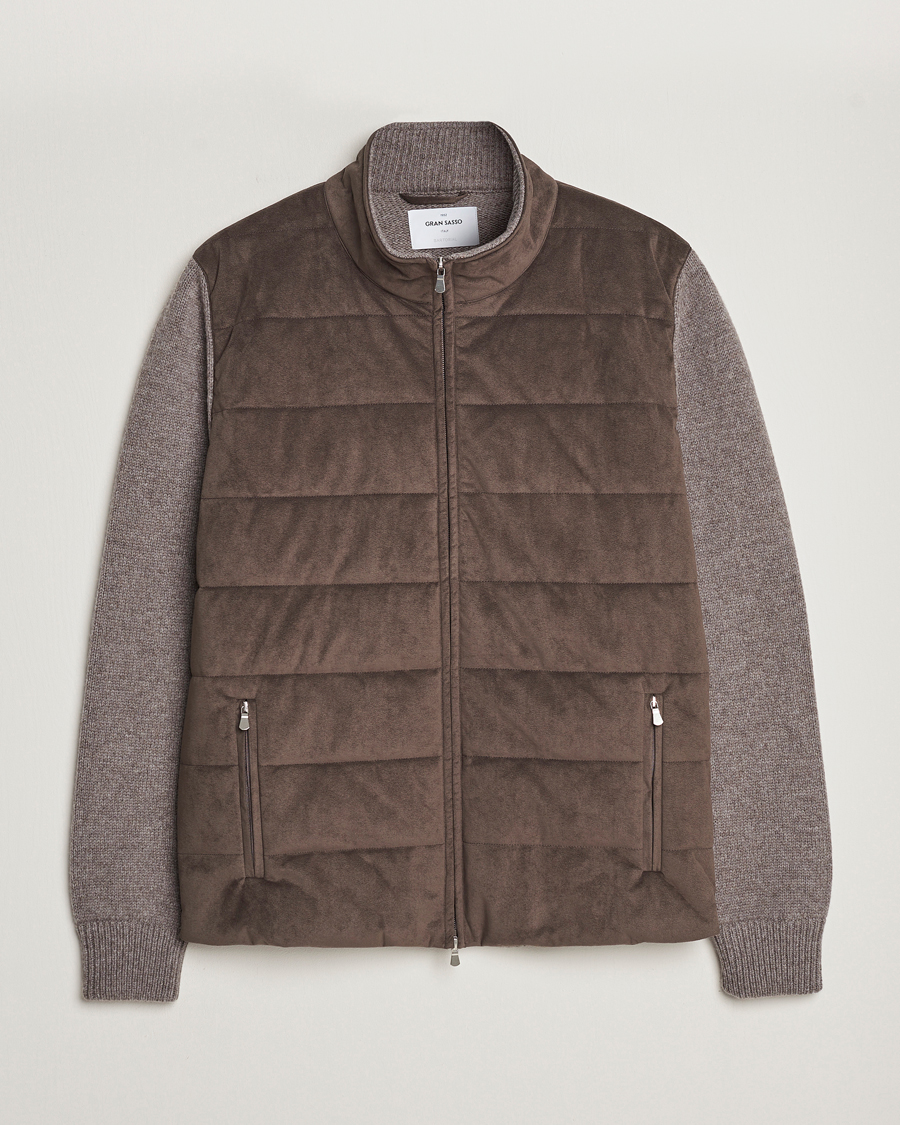 Hombres | Jerséis y prendas de punto | Gran Sasso | Wool/Alcantara Full Zip Grey
