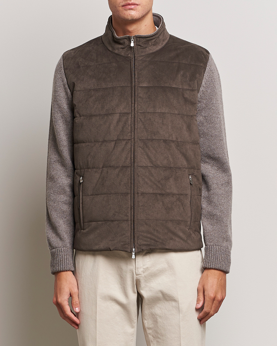Hombres | Jerséis y prendas de punto | Gran Sasso | Wool/Alcantara Full Zip Grey