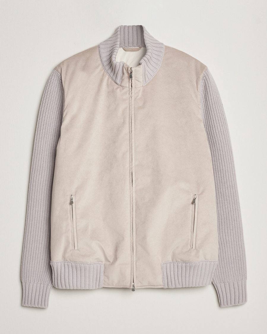 Hombres | Abrigos y chaquetas | Gran Sasso | Wool/Alcantara Padded Full Zip Sand/Creme