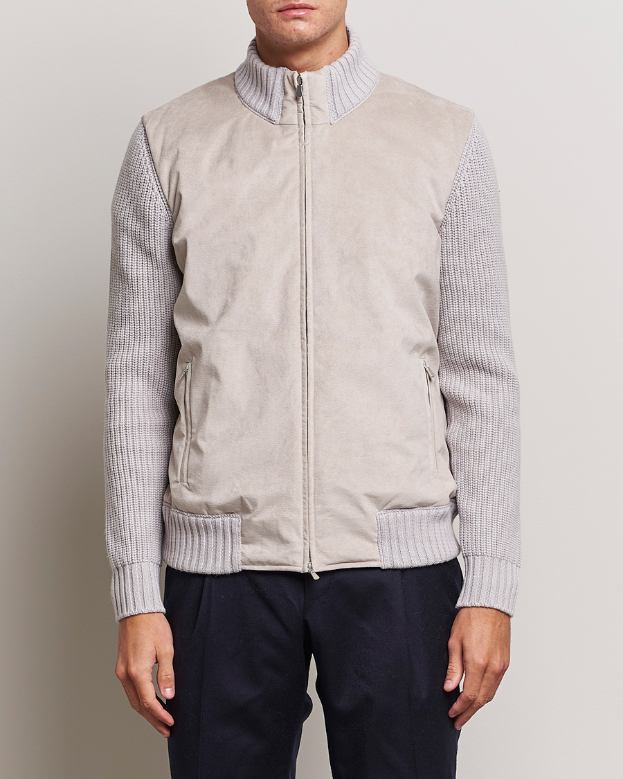 Hombres | Abrigos y chaquetas | Gran Sasso | Wool/Alcantara Padded Full Zip Sand/Creme