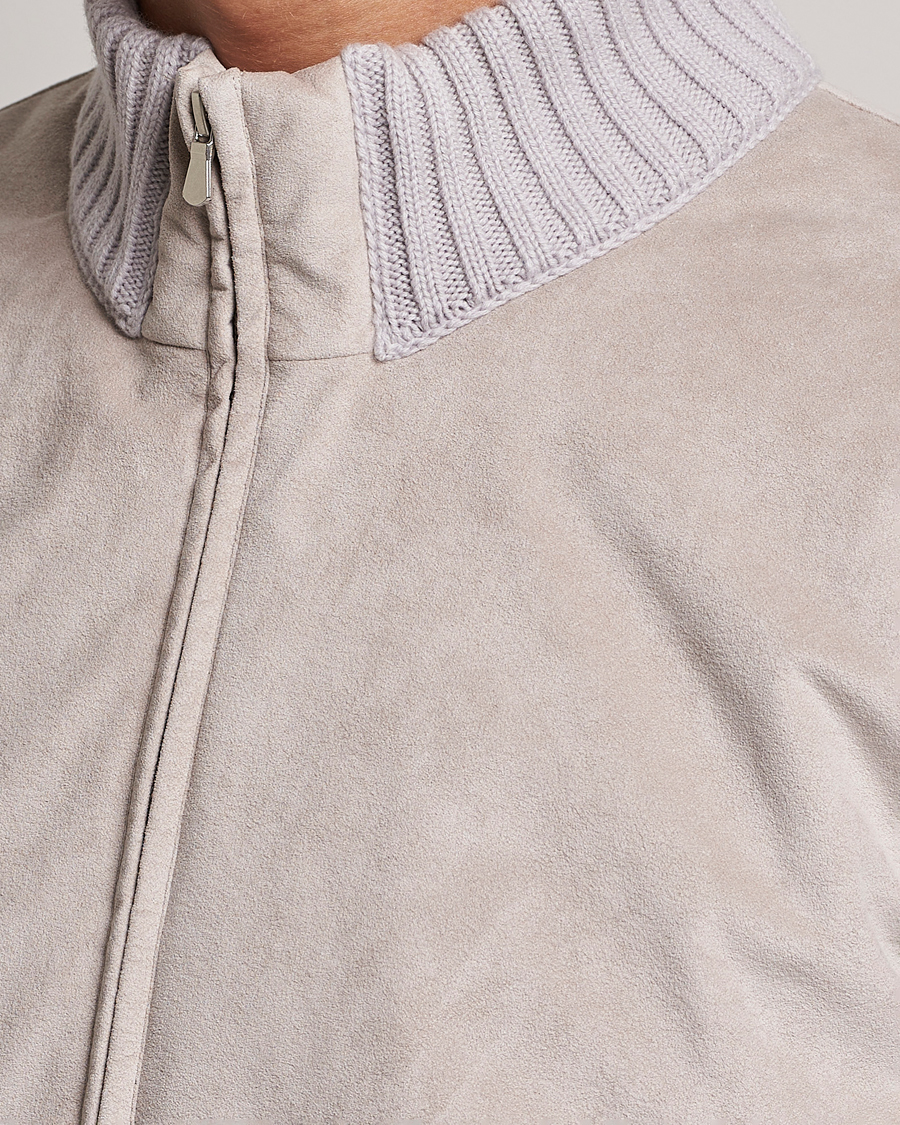 Hombres | Abrigos y chaquetas | Gran Sasso | Wool/Alcantara Padded Full Zip Sand/Creme