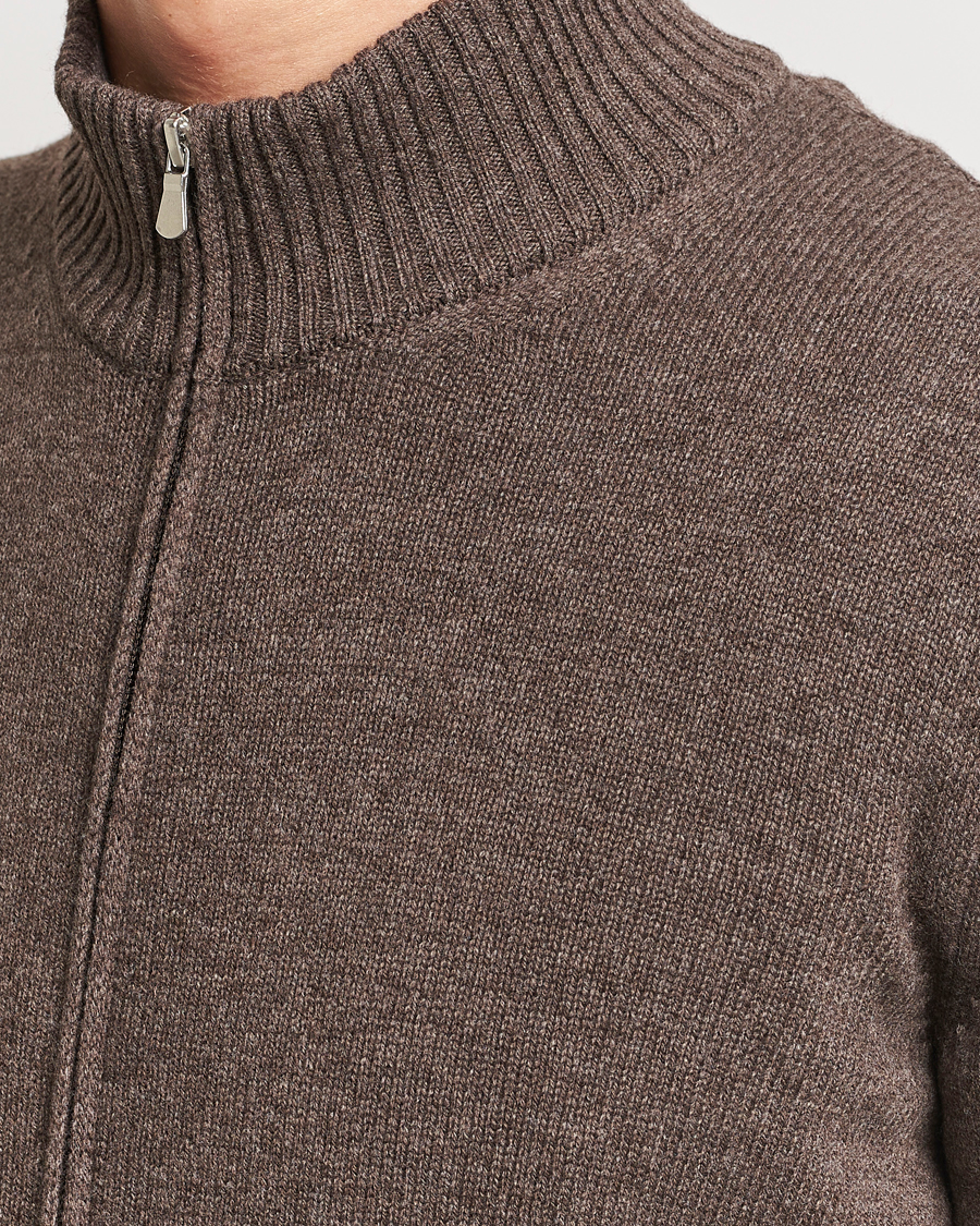 Hombres | Jerséis y prendas de punto | Gran Sasso | Wool/Cashmere Full Zip Brown Melange