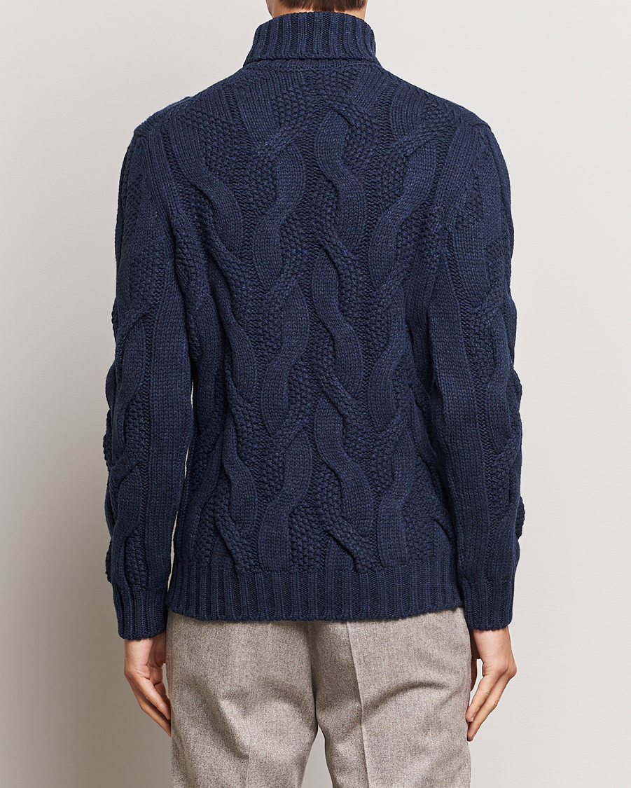 Hombres | Jerséis y prendas de punto | Gran Sasso | Wool/Cashmere Heavy Knitted Structured Polo Navy