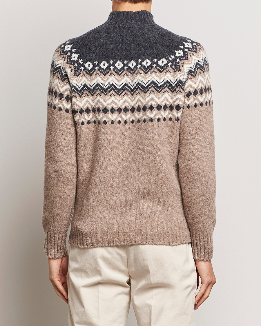 Hombres | Jerséis y prendas de punto | Gran Sasso | Aspen Wool Fairisle Crew Neck Sweater Beige/Grey