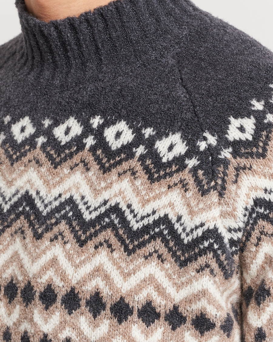 Hombres | Jerséis y prendas de punto | Gran Sasso | Aspen Wool Fairisle Crew Neck Sweater Beige/Grey