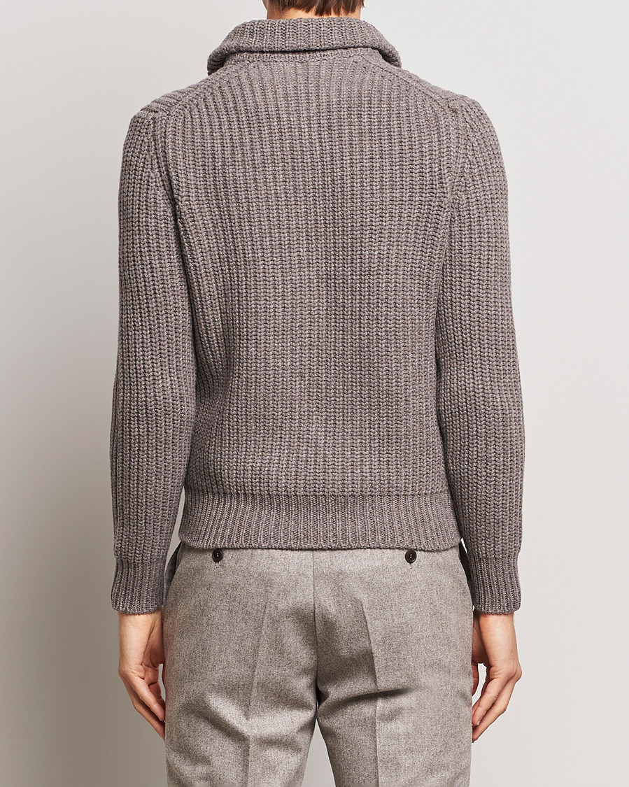 Hombres | Jerséis y prendas de punto | Gran Sasso | Wool/Cashmere Heavy Knitted Full Zip Taupe Melange