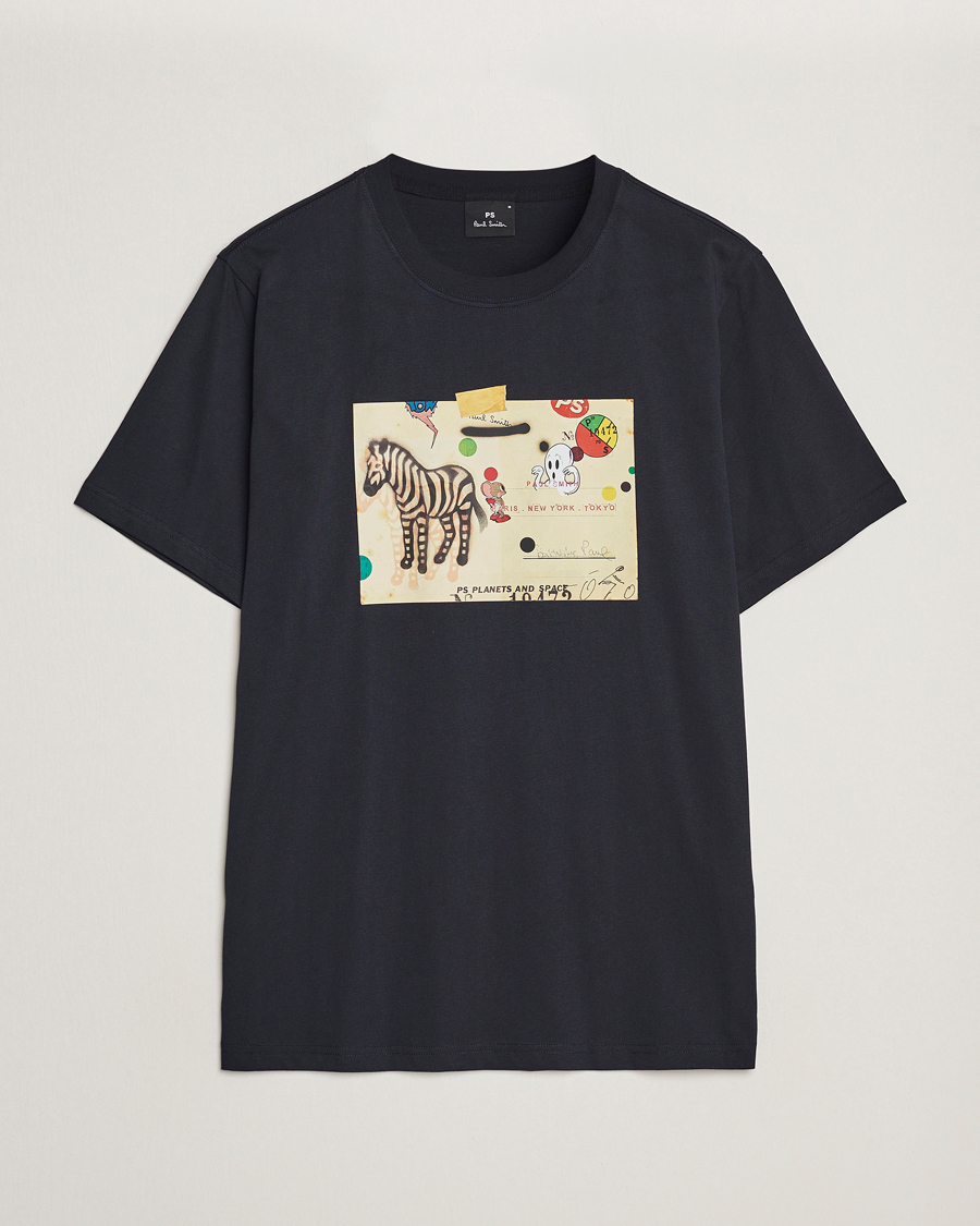 Hombres | Camisetas | PS Paul Smith | Zebra Card Crew Neck T-Shirt Navy