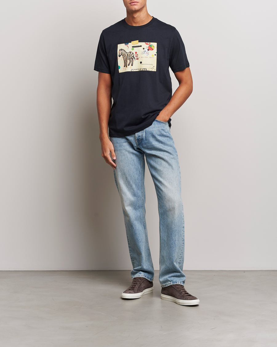 Hombres | Camisetas | PS Paul Smith | Zebra Card Crew Neck T-Shirt Navy