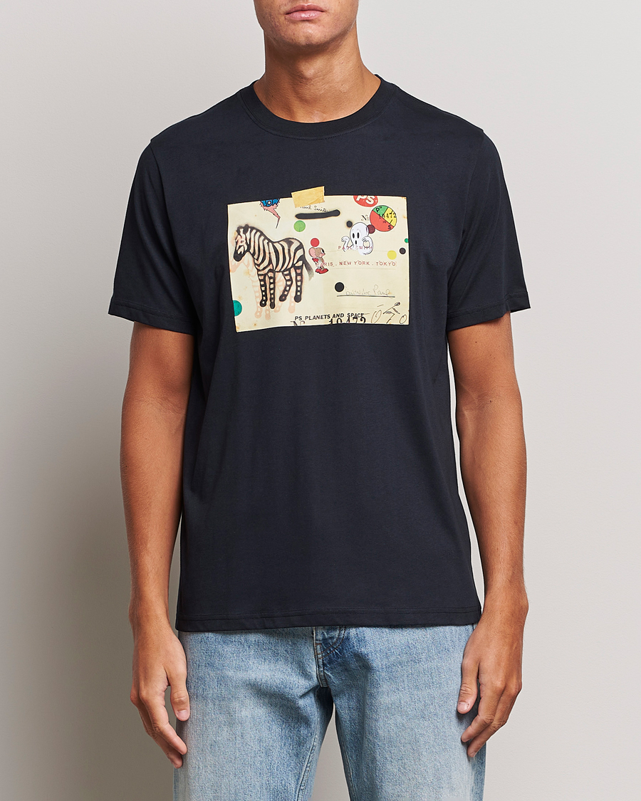 Hombres | Camisetas | PS Paul Smith | Zebra Card Crew Neck T-Shirt Navy