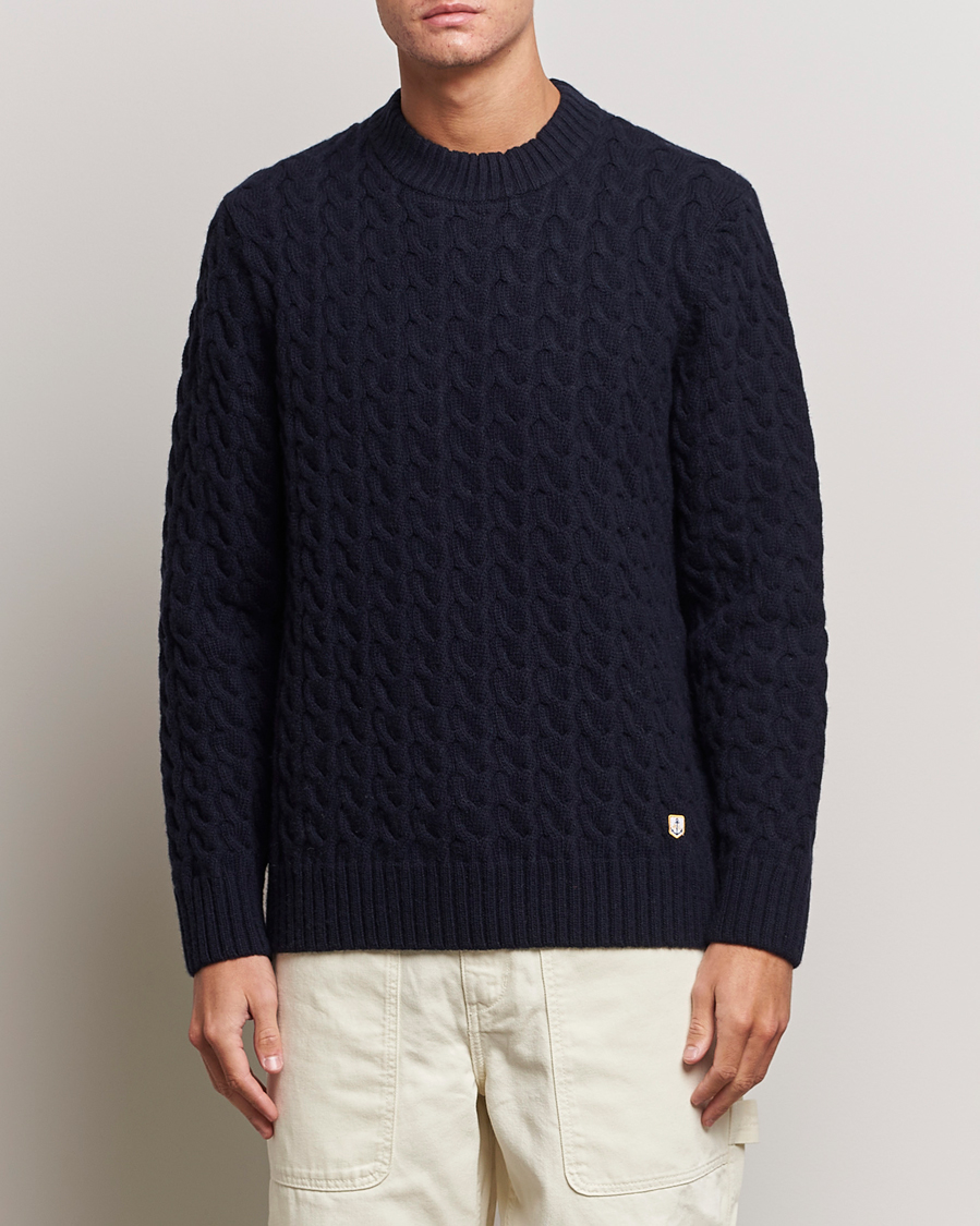 Hombres | Departamentos | Armor-lux | Pull RDC Wool Structured Knitted Sweater Navy