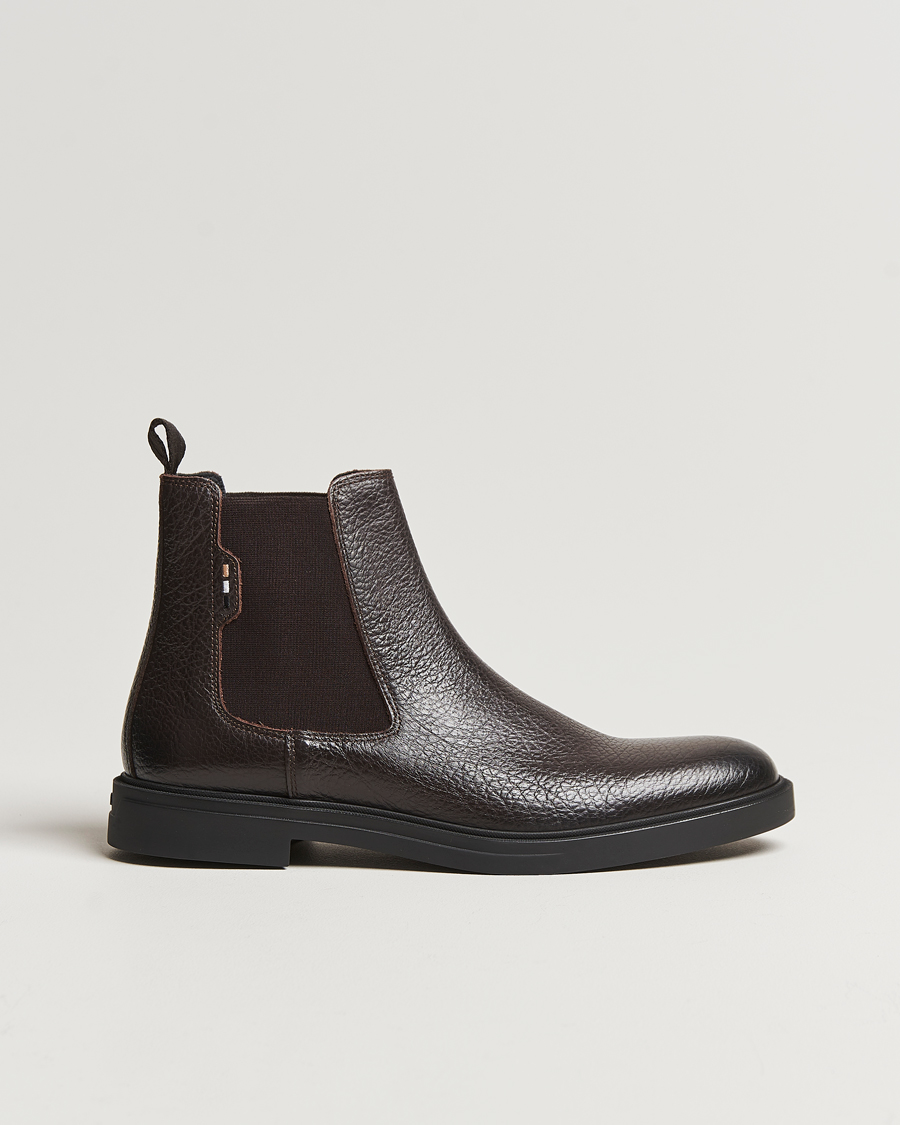 Hombres | BOSS BLACK Calev Grained Leather Chelsea Boot Dark Brown | BOSS BLACK | Calev Grained Leather Chelsea Boot Dark Brown