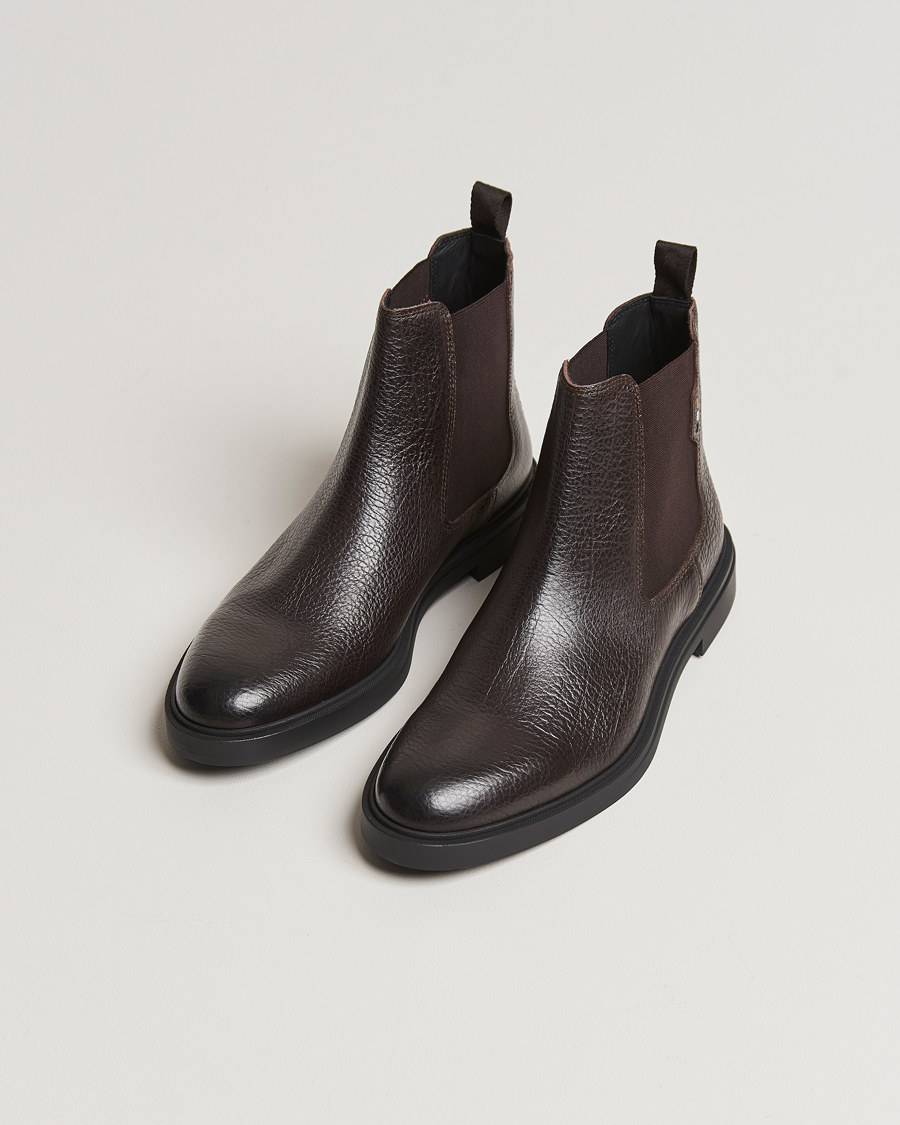 Hombres | BOSS BLACK Calev Grained Leather Chelsea Boot Dark Brown | BOSS BLACK | Calev Grained Leather Chelsea Boot Dark Brown