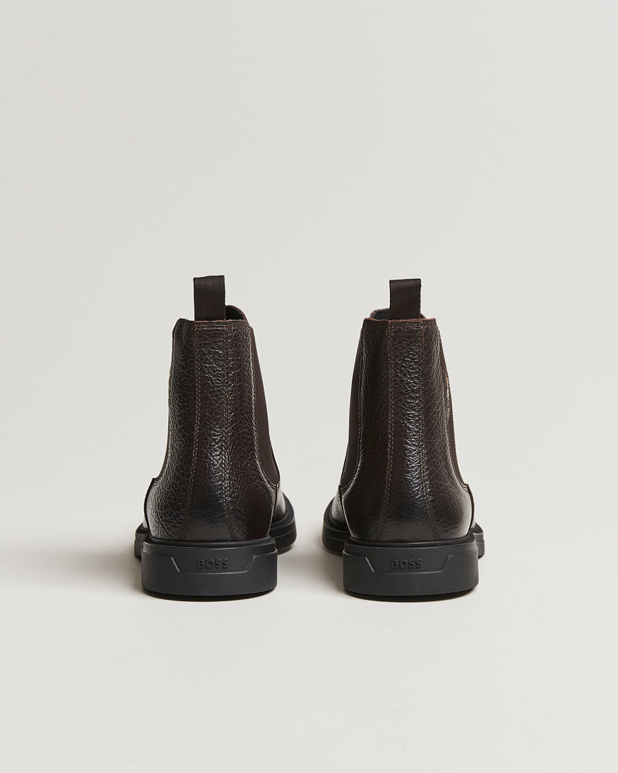 Hombres | BOSS BLACK Calev Grained Leather Chelsea Boot Dark Brown | BOSS BLACK | Calev Grained Leather Chelsea Boot Dark Brown