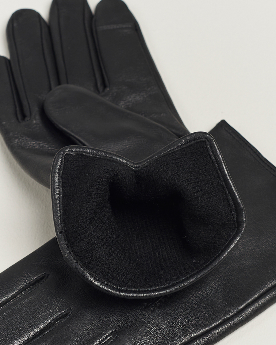 Hombres | BOSS BLACK Hainz Leather Gloves Black | BOSS BLACK | Hainz Leather Gloves Black