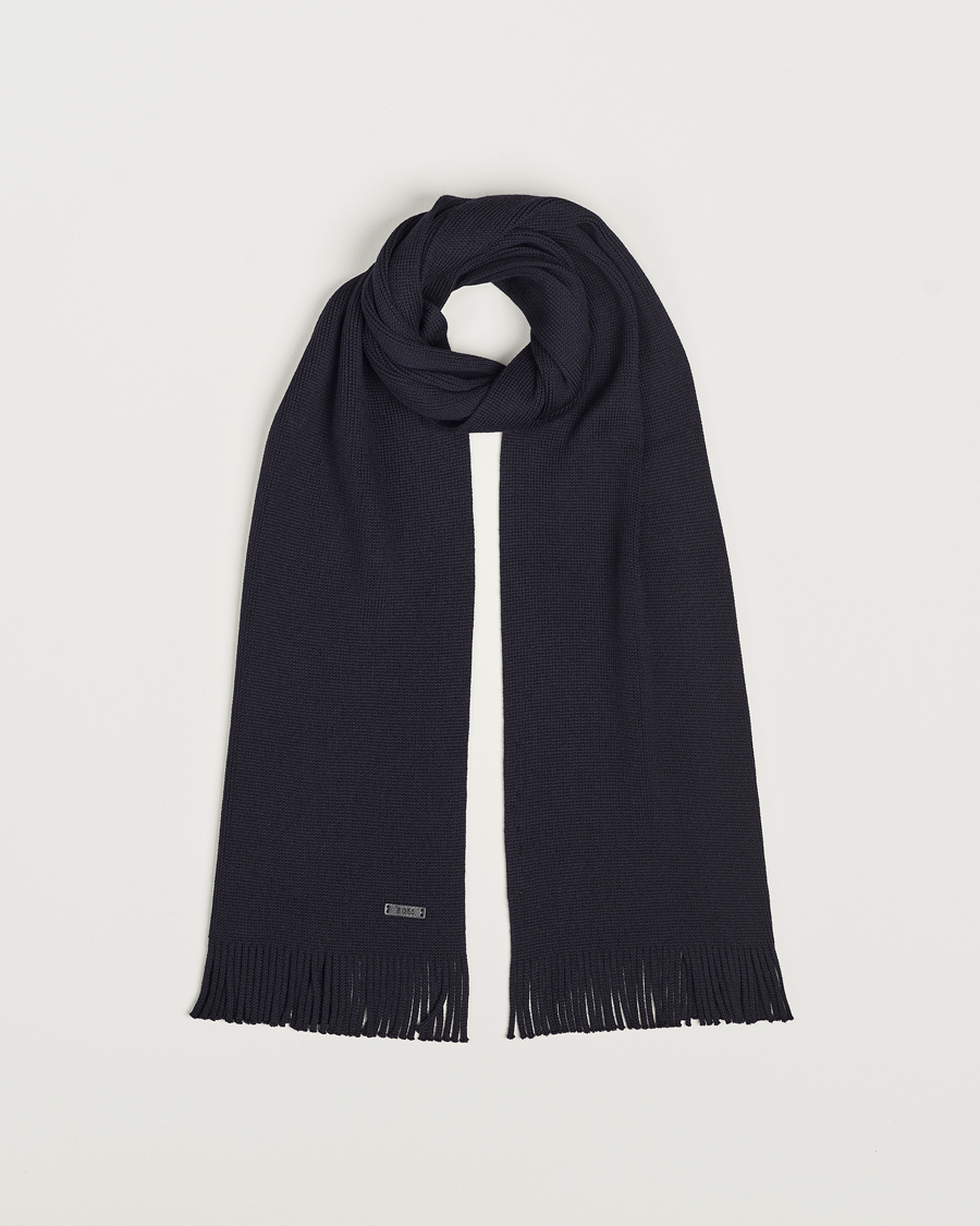 Hombres | BOSS BLACK Albas Wool Scarf Dark Blue | BOSS BLACK | Albas Wool Scarf Dark Blue