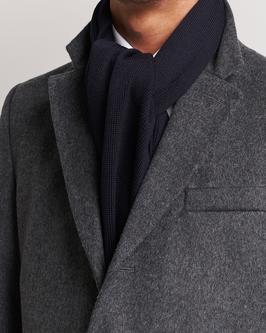 Hombres | BOSS BLACK Albas Wool Scarf Dark Blue | BOSS BLACK | Albas Wool Scarf Dark Blue