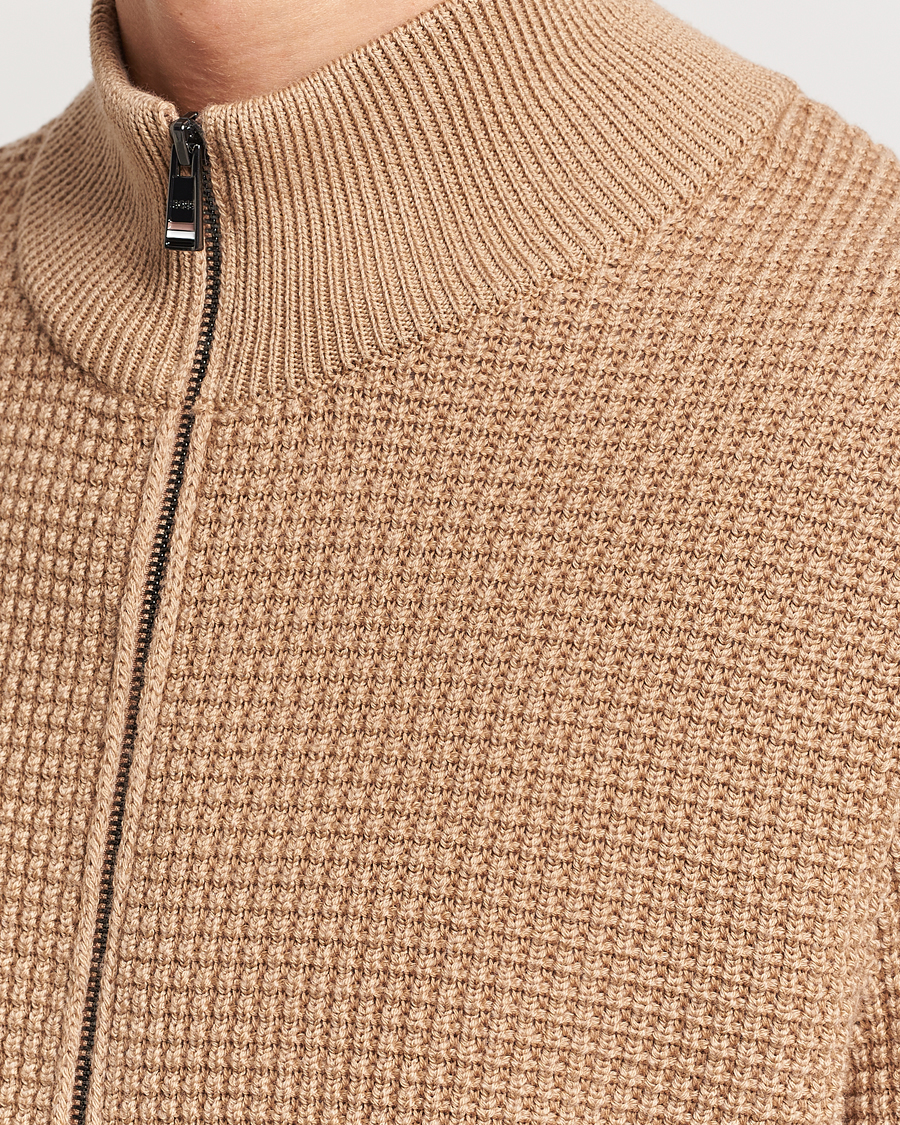 Hombres | Jerséis y prendas de punto | BOSS BLACK | Mabeo Heavy Knitted Full Zip Medium Beige