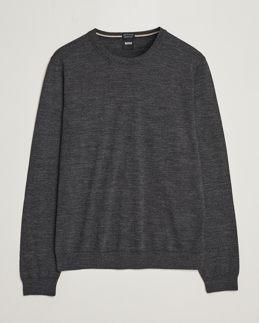 Hombres | Jerséis y prendas de punto | BOSS BLACK | Leno Knitted Sweater Black Melange