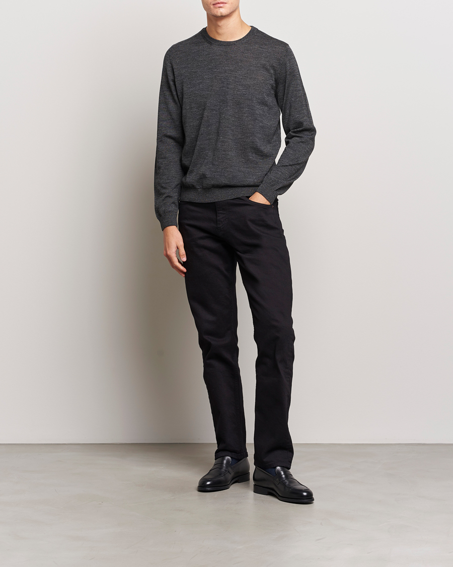 Hombres | Jerséis y prendas de punto | BOSS BLACK | Leno Knitted Sweater Black Melange