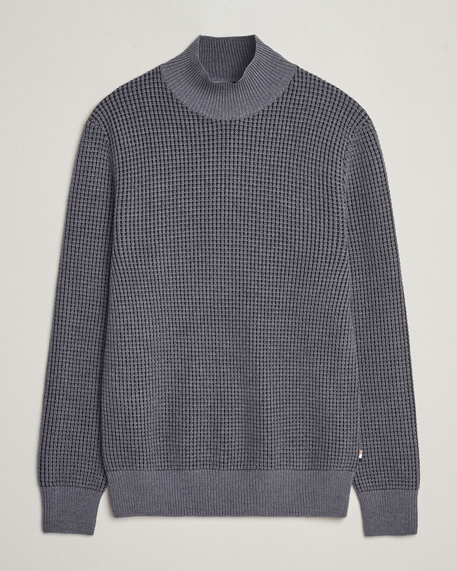 Hombres | Jerséis y prendas de punto | BOSS BLACK | Maurelio Heavy Knitted Polo Medium Grey