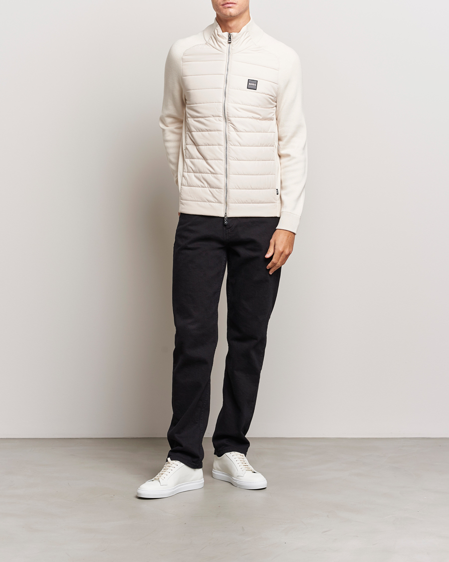 Hombres | Jerséis y prendas de punto | BOSS BLACK | Medesimo Hybrid Full Zip Open White