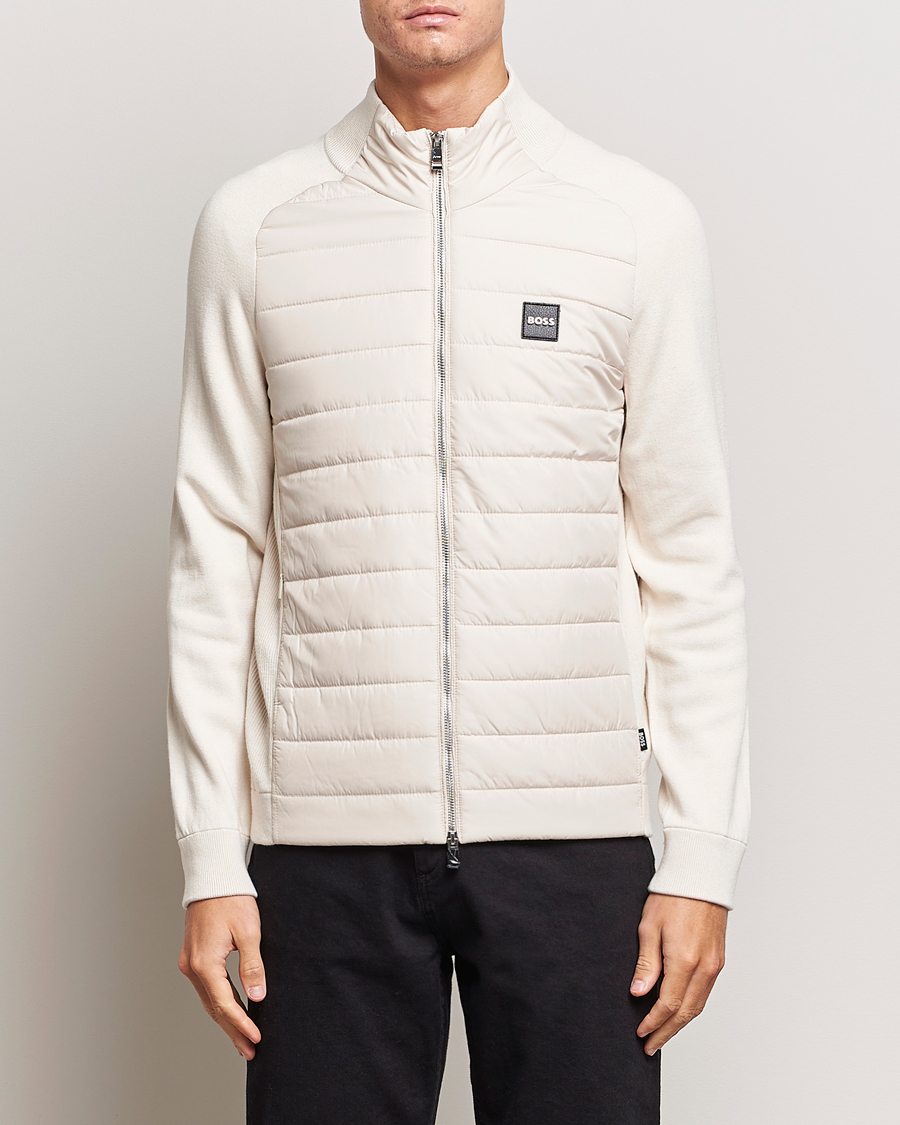 Hombres | Jerséis y prendas de punto | BOSS BLACK | Medesimo Hybrid Full Zip Open White