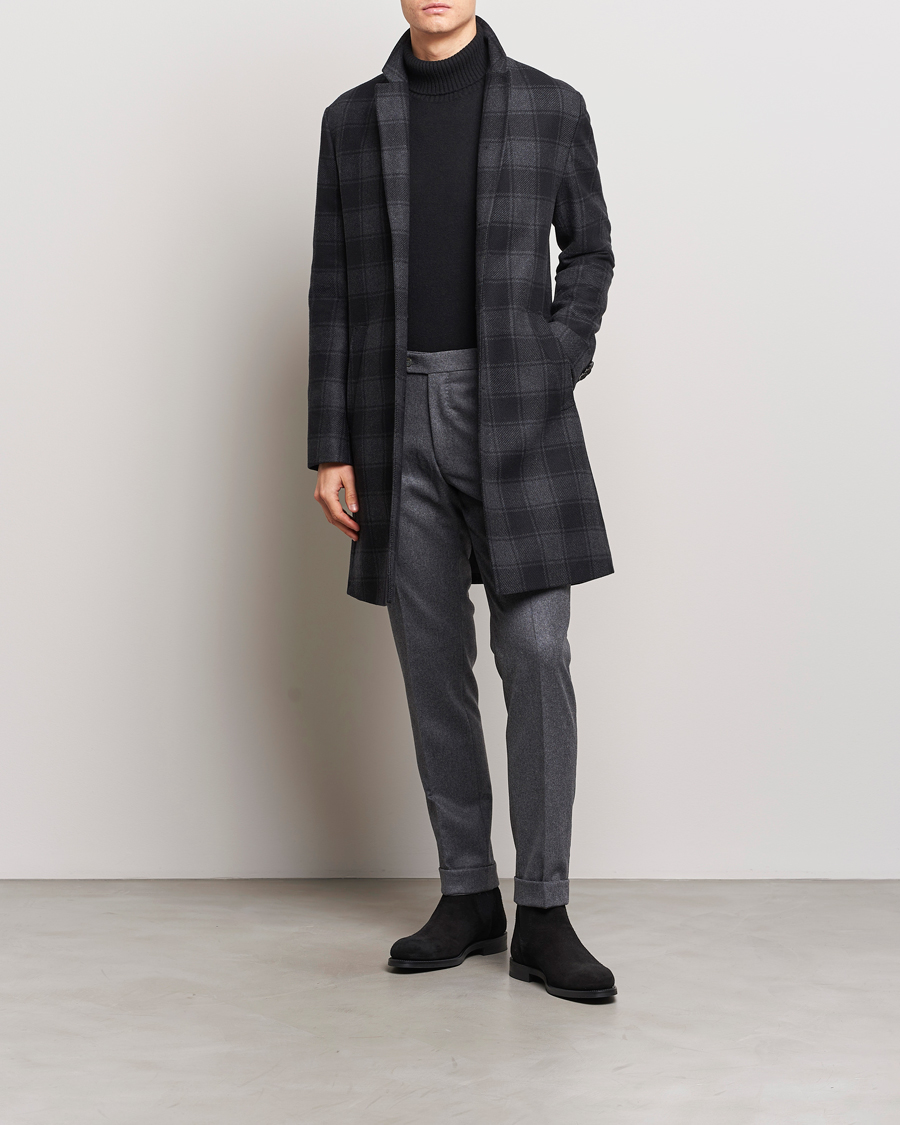 Hombres | Abrigos y chaquetas | BOSS BLACK | Hyde Wool Checked Coat Black/Grey