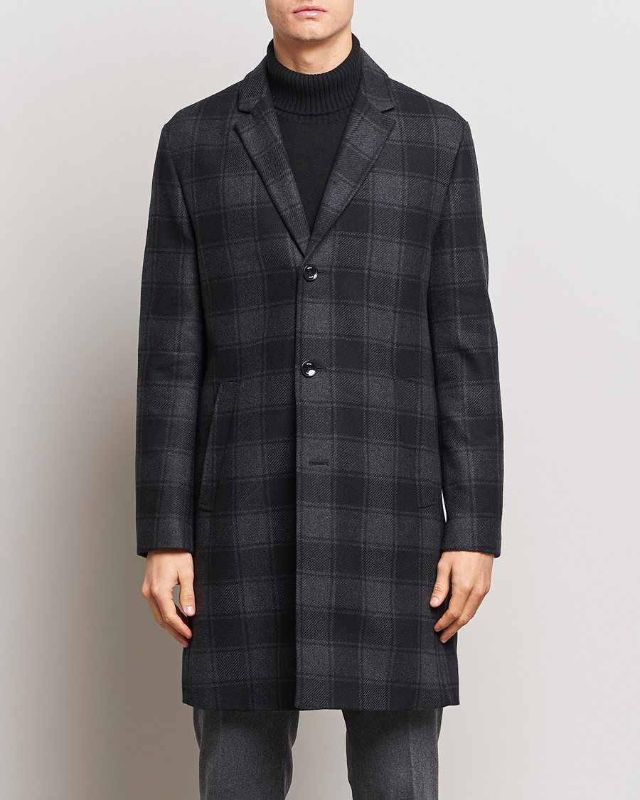 Hombres | Abrigos y chaquetas | BOSS BLACK | Hyde Wool Checked Coat Black/Grey
