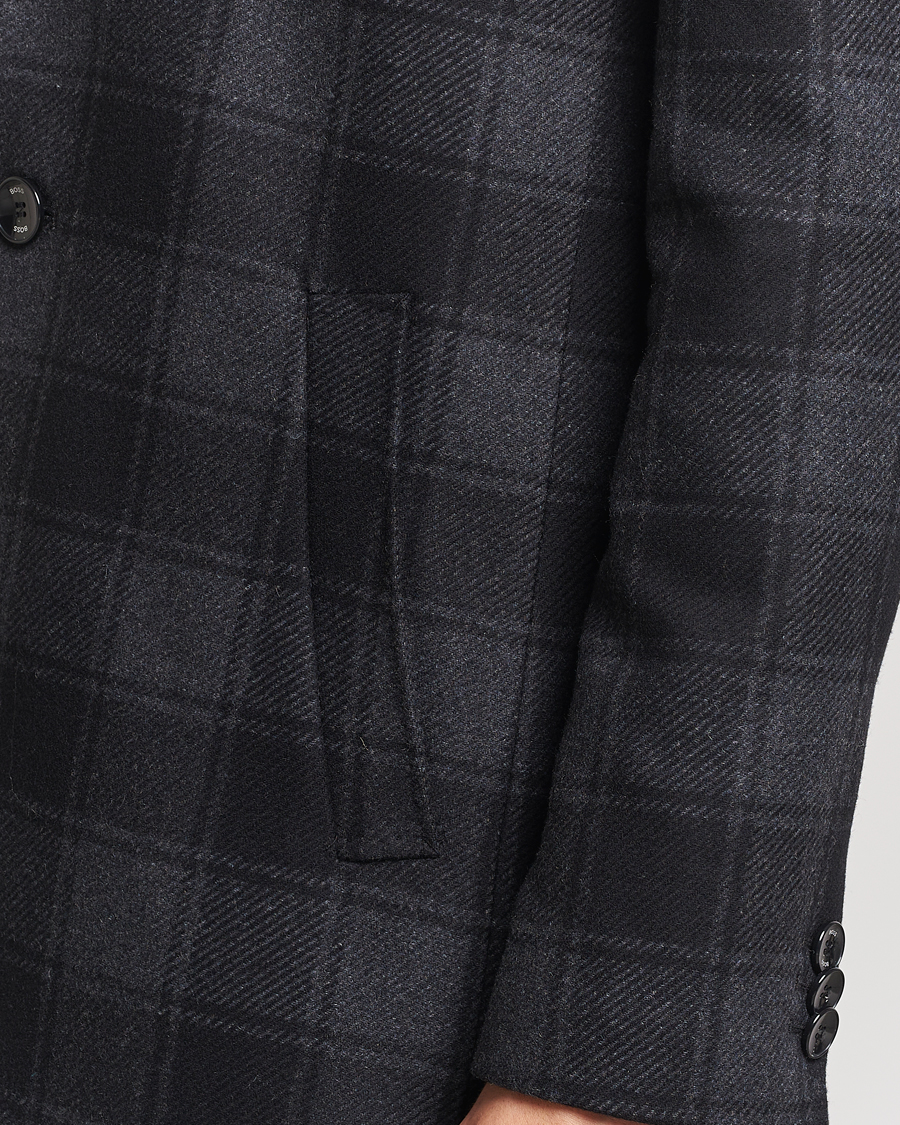 Hombres | Abrigos y chaquetas | BOSS BLACK | Hyde Wool Checked Coat Black/Grey