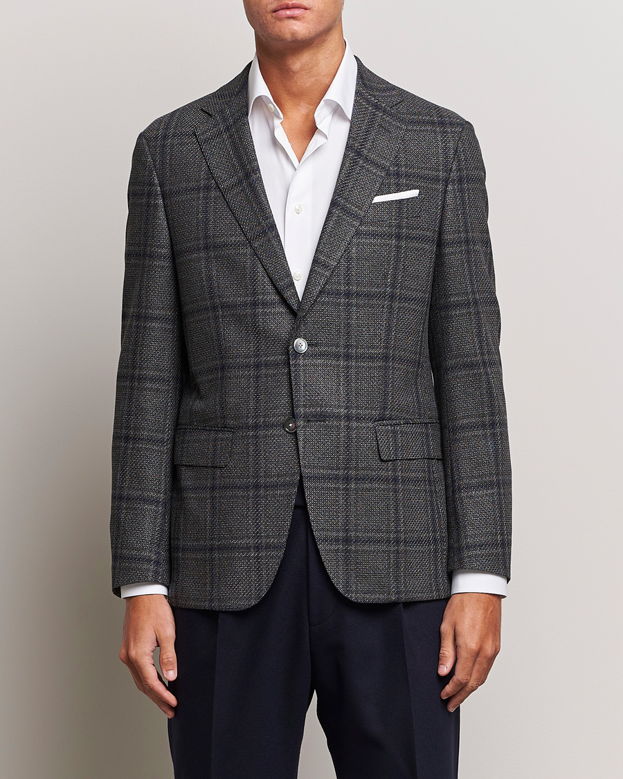 Hombres | Blazers | BOSS BLACK | Hutson Checked Wool Blazer Dark Grey