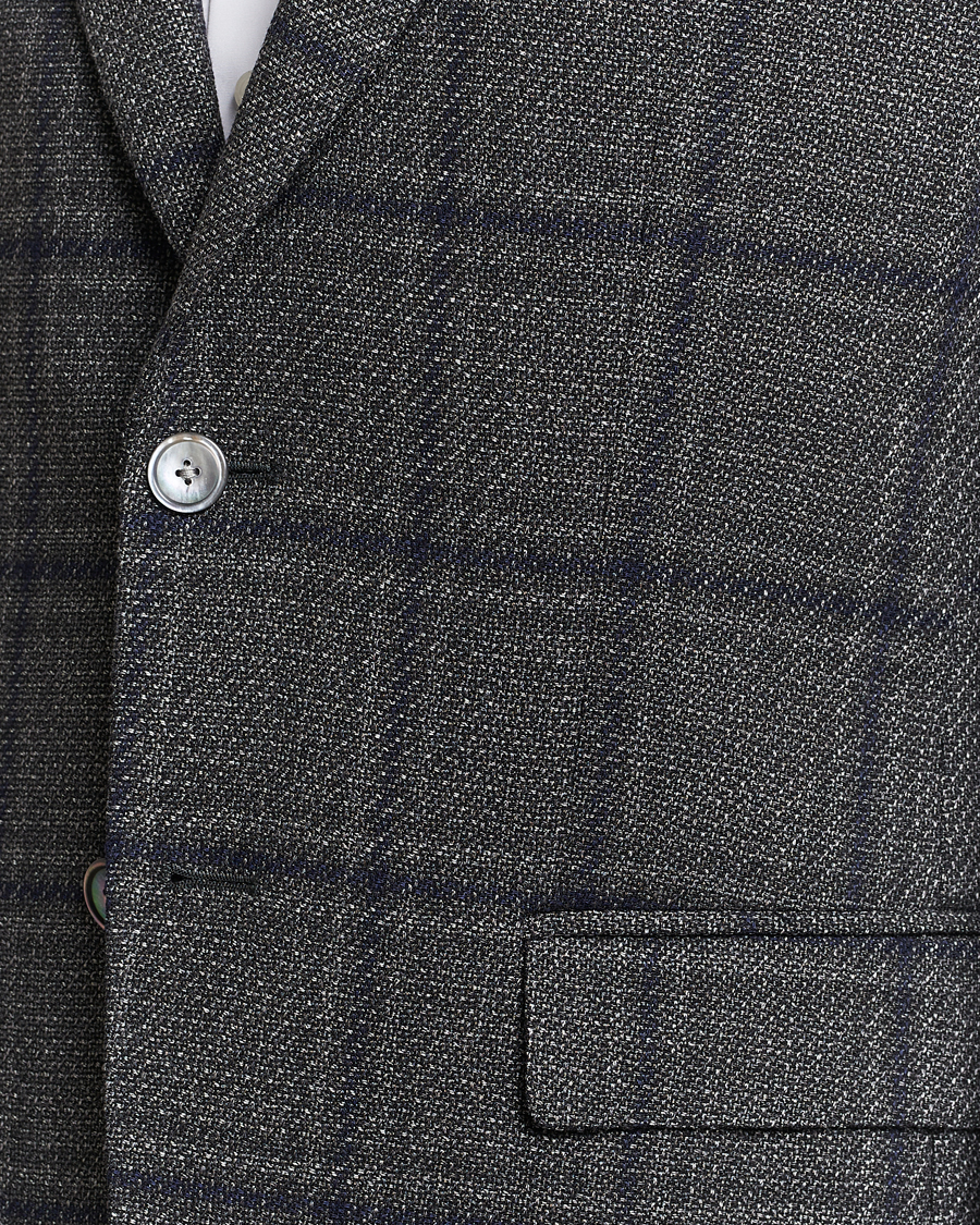 Hombres | Blazers | BOSS BLACK | Hutson Checked Wool Blazer Dark Grey