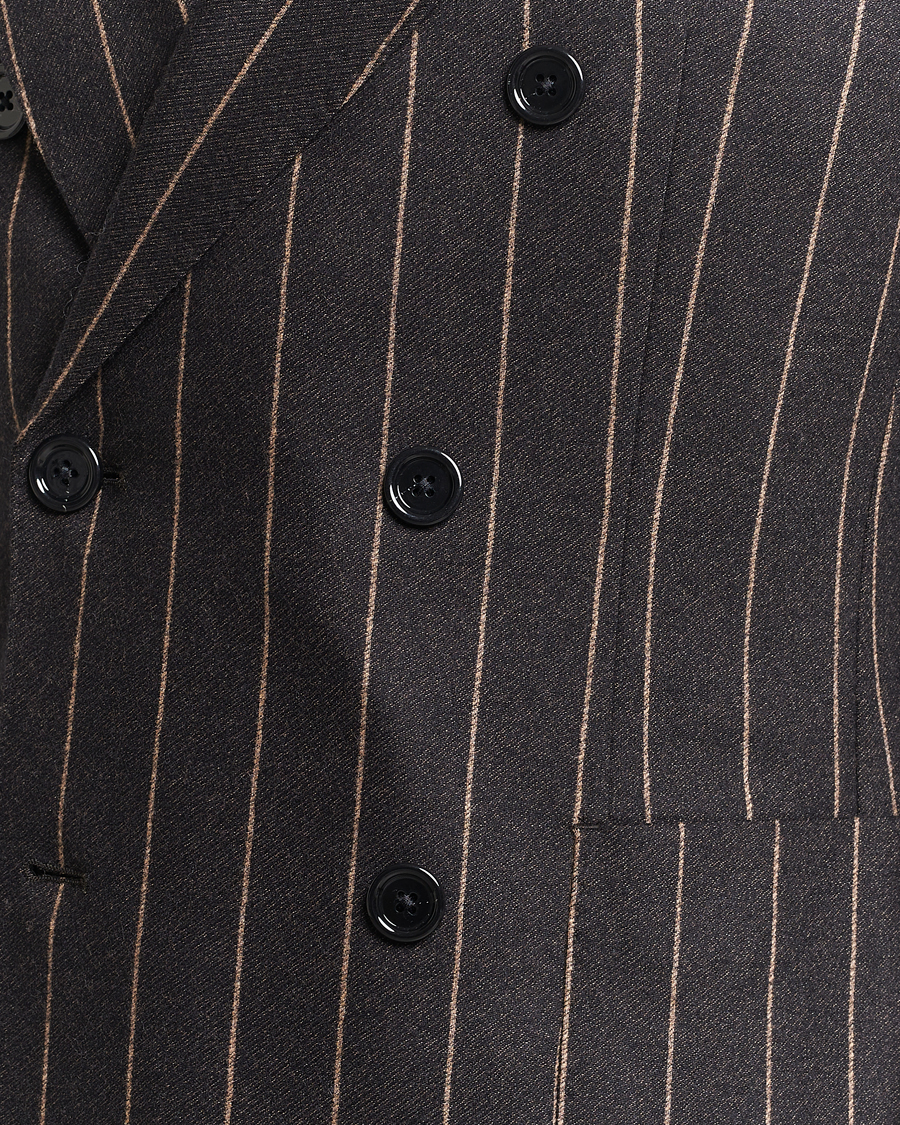 Hombres | Trajes | BOSS BLACK | Huge Double Breasted Pinstripe Suit Dark Brown