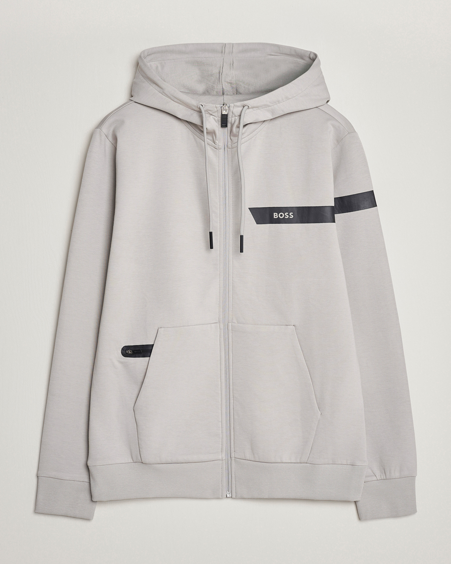 Hombres | Jerséis y prendas de punto | BOSS GREEN | Saggy Full Zip Hoodie Open Grey