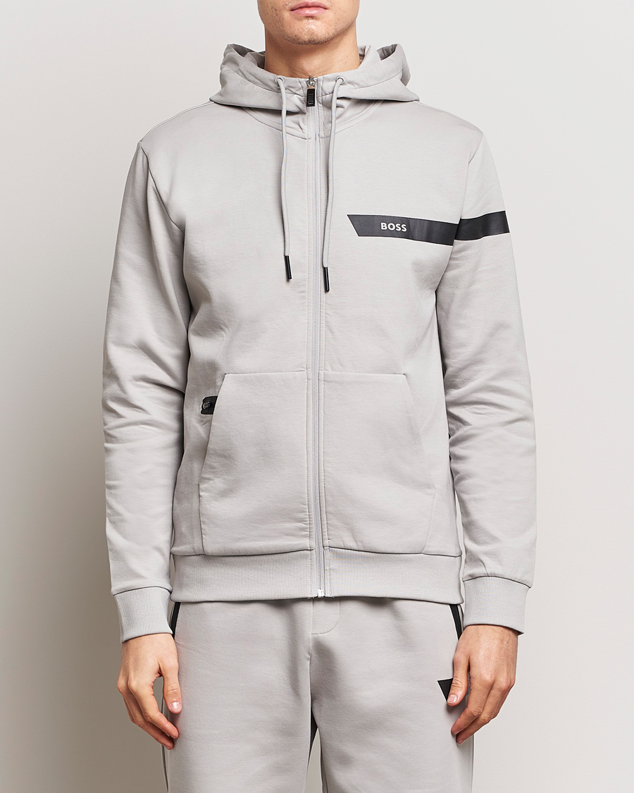 Hombres | Jerséis y prendas de punto | BOSS GREEN | Saggy Full Zip Hoodie Open Grey