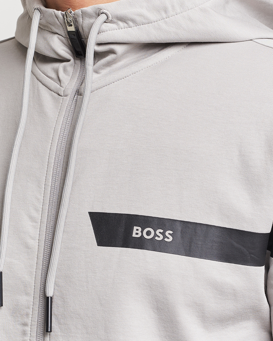 Hombres | Jerséis y prendas de punto | BOSS GREEN | Saggy Full Zip Hoodie Open Grey
