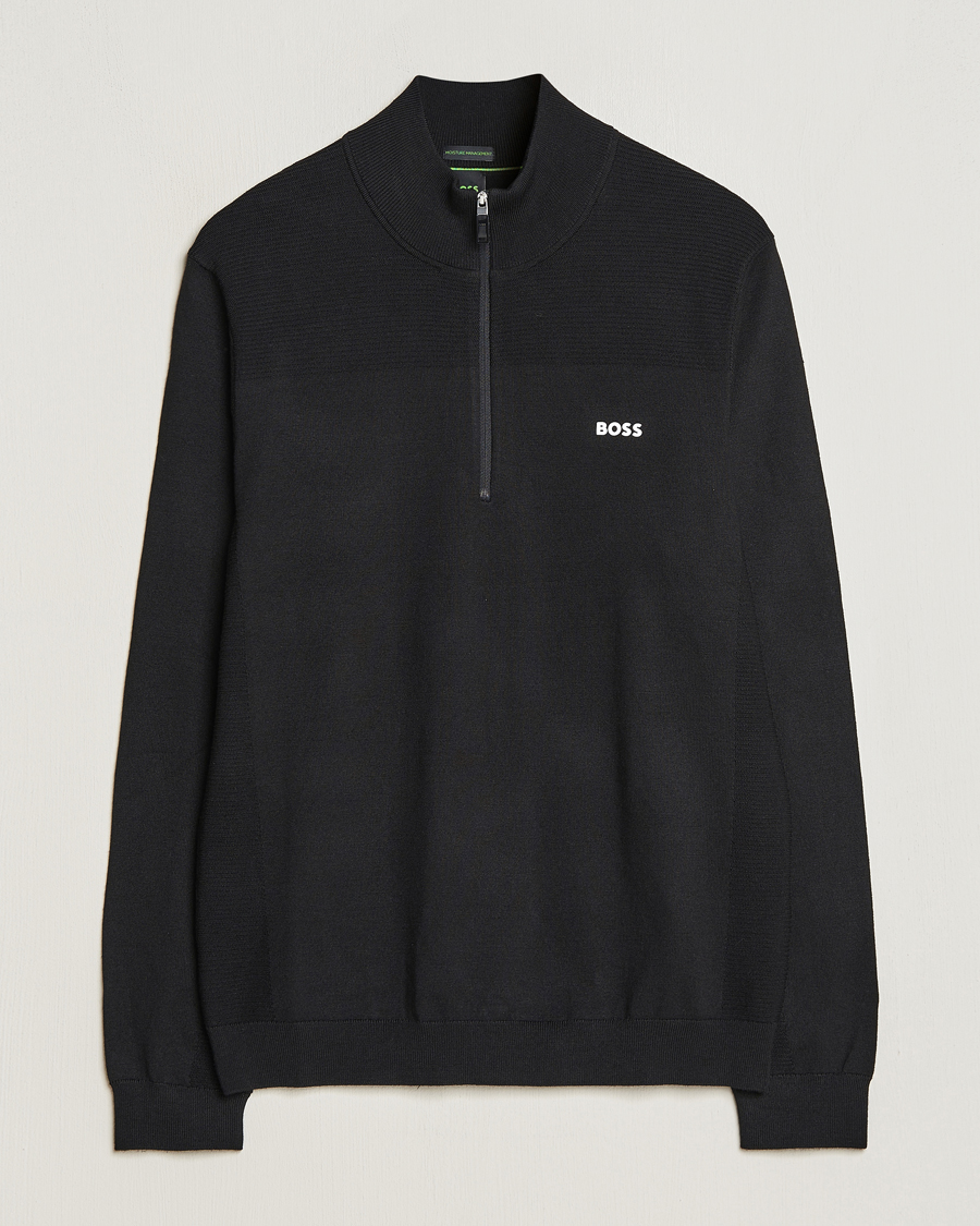 Hombres | Jerséis y prendas de punto | BOSS GREEN | Momentum Knitted Half Zip Black