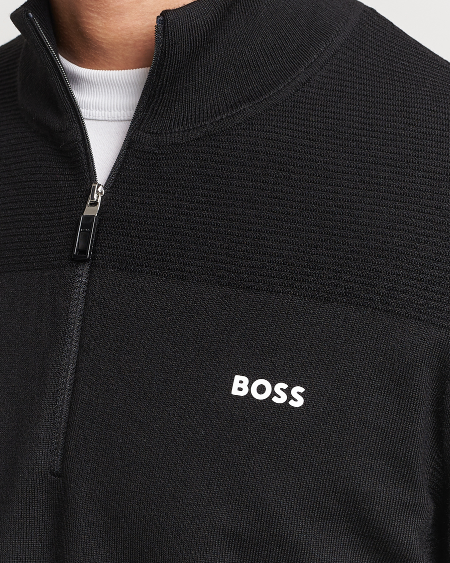 Hombres | Jerséis y prendas de punto | BOSS GREEN | Momentum Knitted Half Zip Black