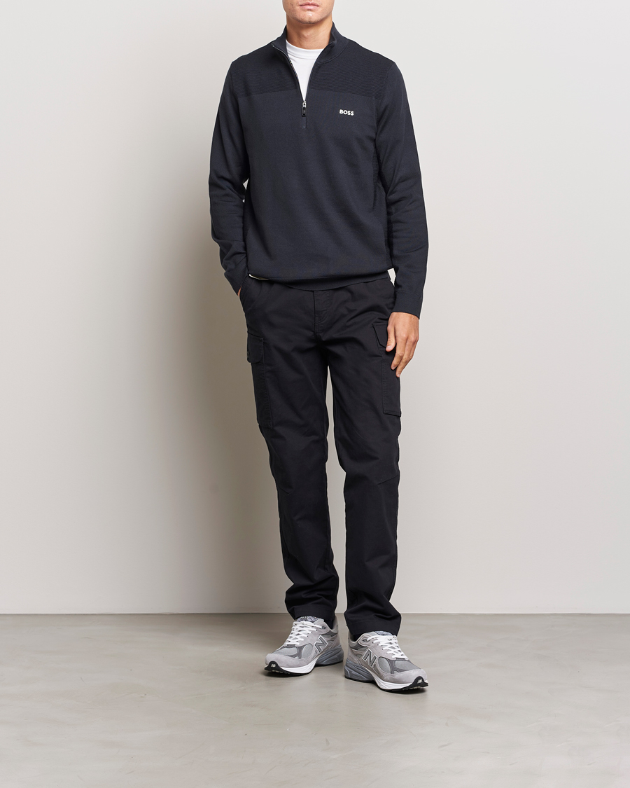 Hombres | Jerséis y prendas de punto | BOSS GREEN | Momentum Knitted Half Zip Dark Blue
