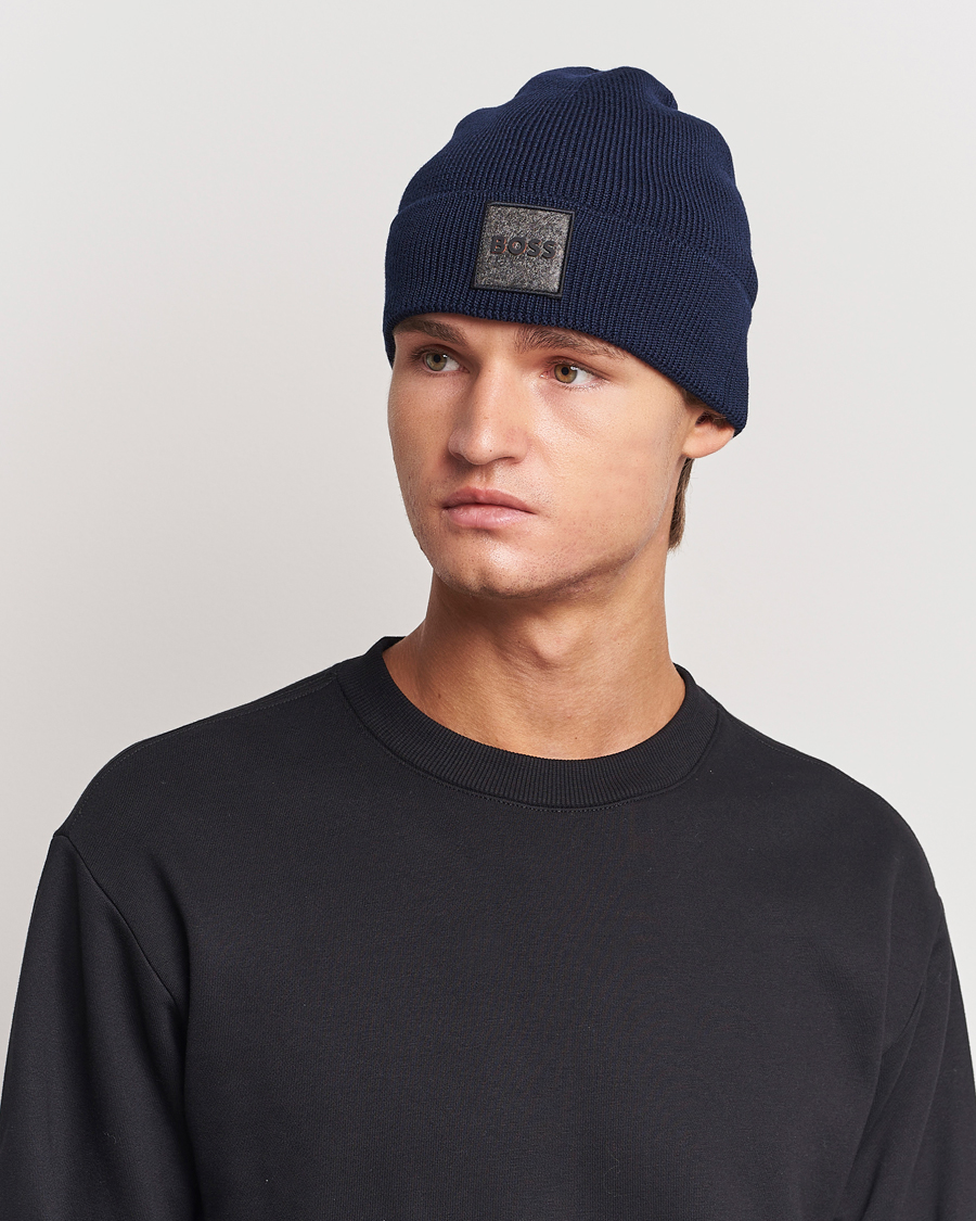 Hombres | BOSS ORANGE Foxxy Logo Beanie Dark Blue | BOSS ORANGE | Foxxy Logo Beanie Dark Blue