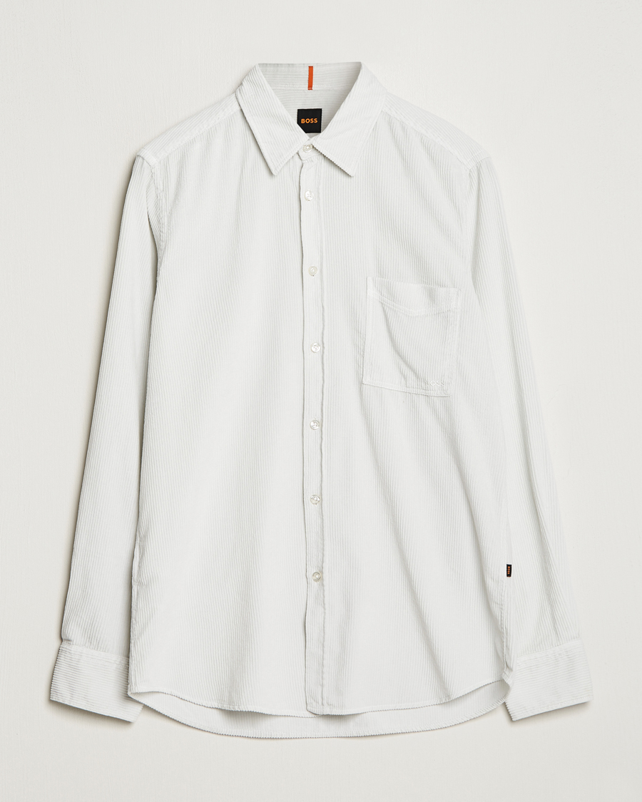 Hombres | Camisas | BOSS ORANGE | Relegant Corduroy Shirt Light Grey