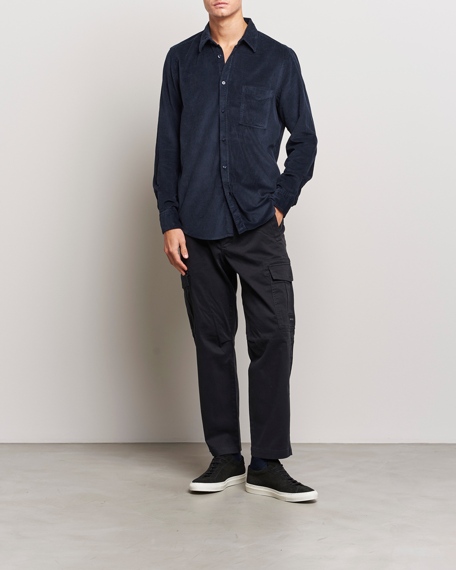 Hombres | Camisas | BOSS ORANGE | Relegant Corduroy Shirt Dark Blue
