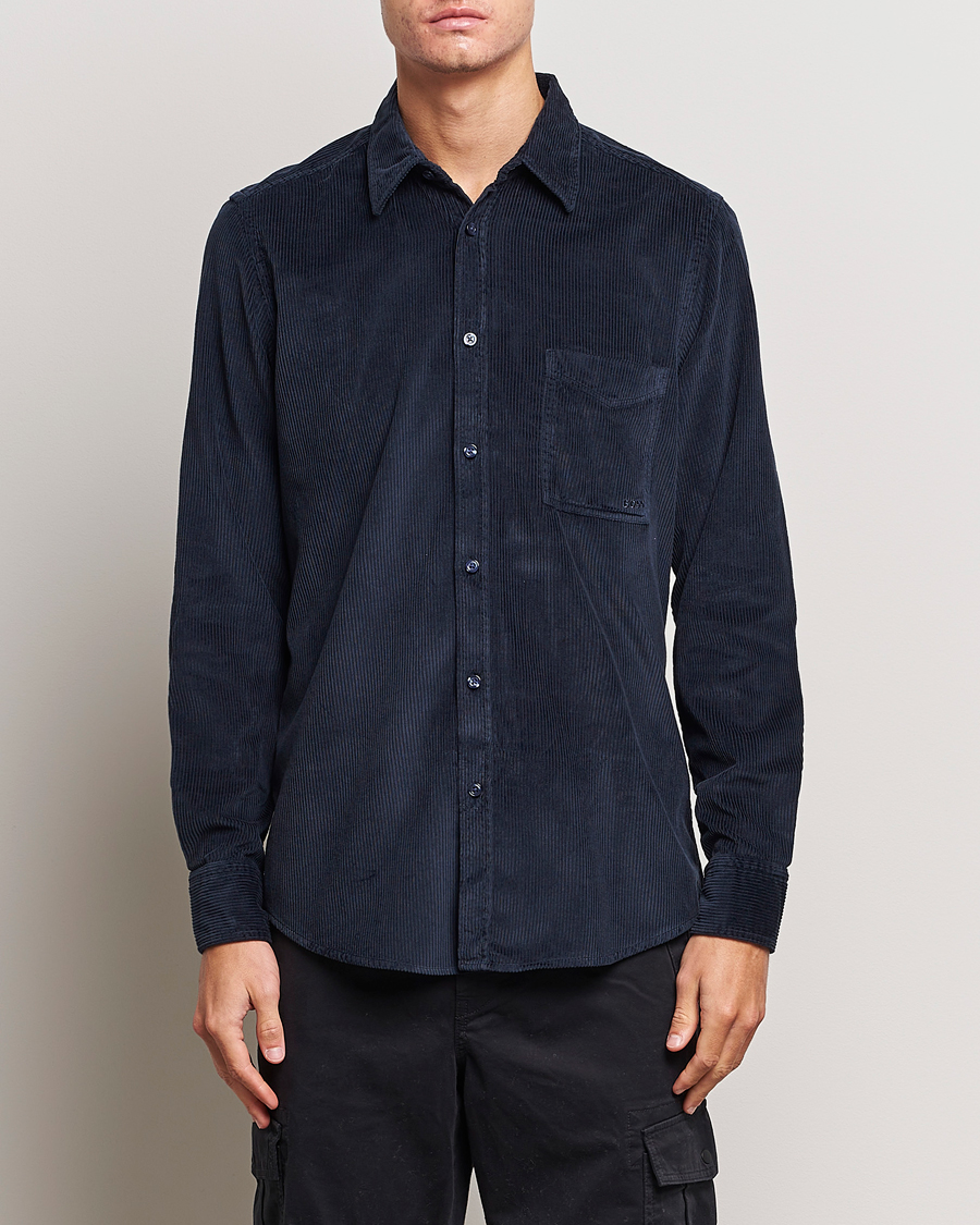 Hombres | Camisas | BOSS ORANGE | Relegant Corduroy Shirt Dark Blue
