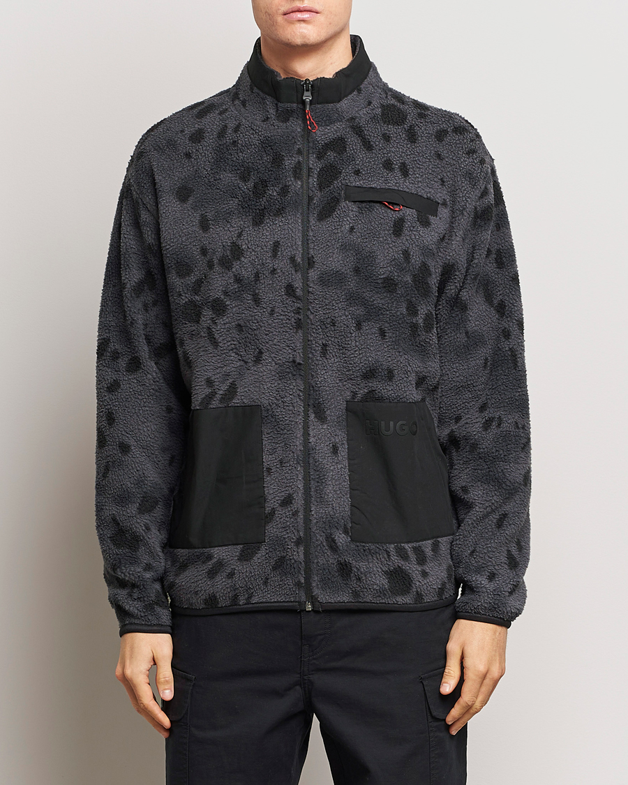 Hombres | Jerséis y prendas de punto | HUGO | Deleriac Teddy Full Zip Dark Grey