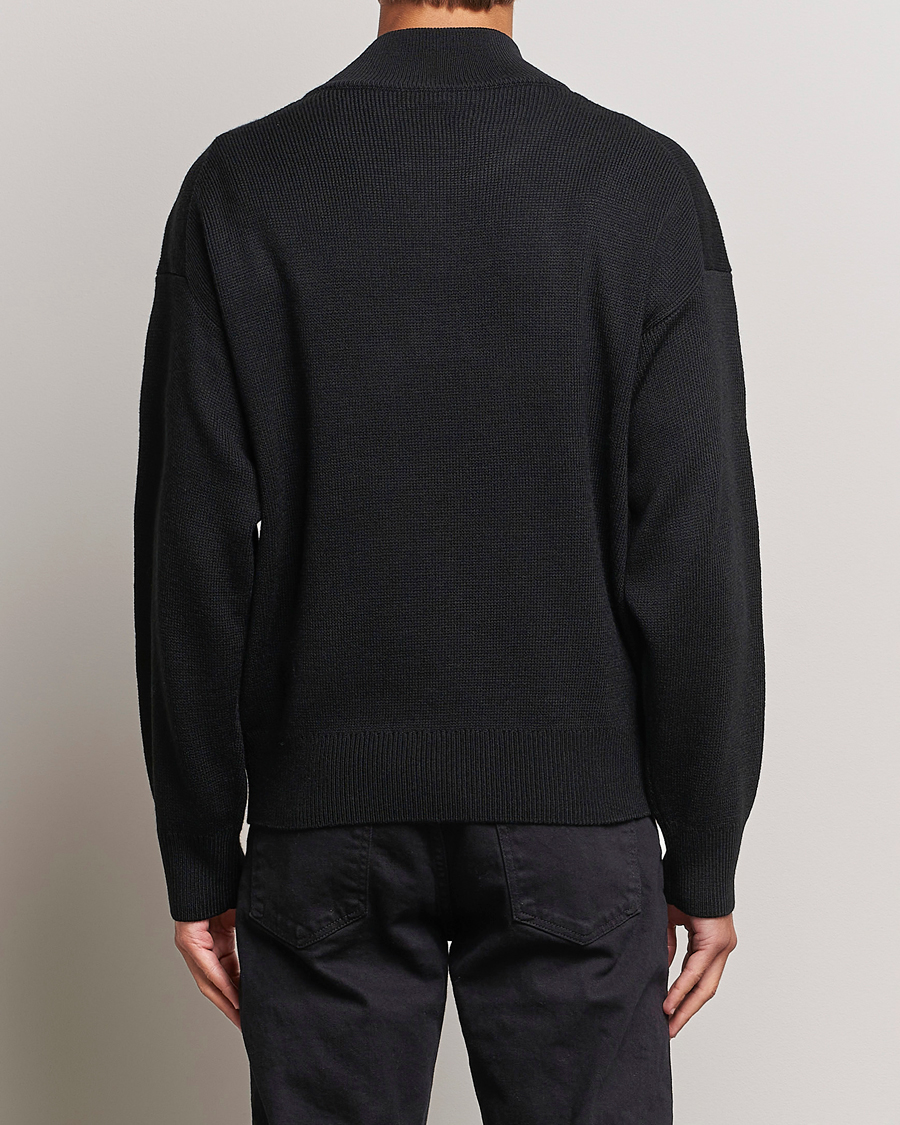 Hombres | Jerséis y prendas de punto | HUGO | Sonel Knitted Half Zip Black