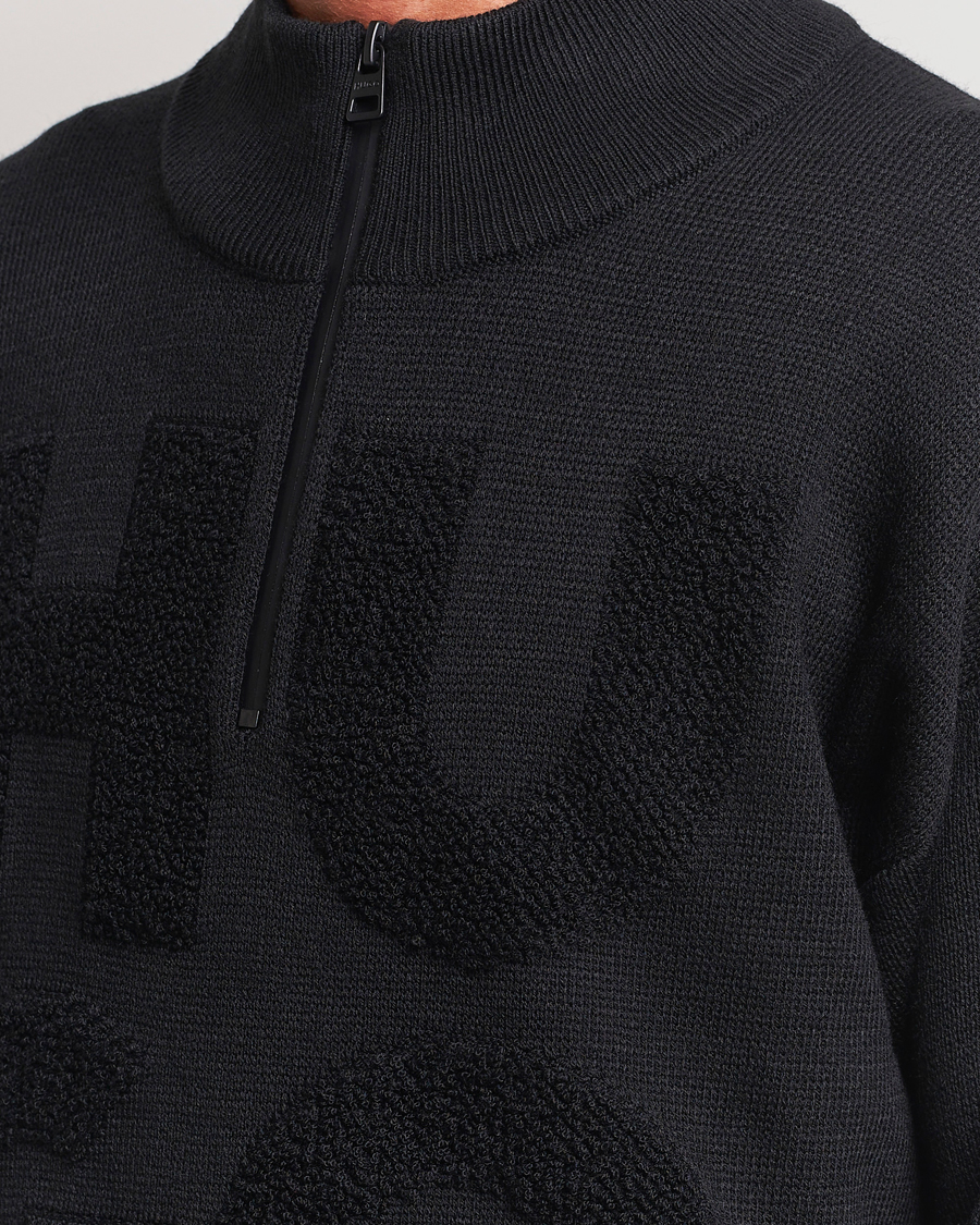 Hombres | Jerséis y prendas de punto | HUGO | Sonel Knitted Half Zip Black
