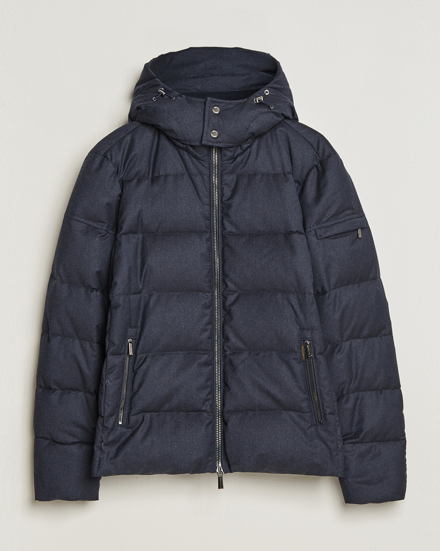 Hombres | Abrigos y chaquetas | MooRER | Brett Wool/Cashmere Hooded Jacket Blue Grey