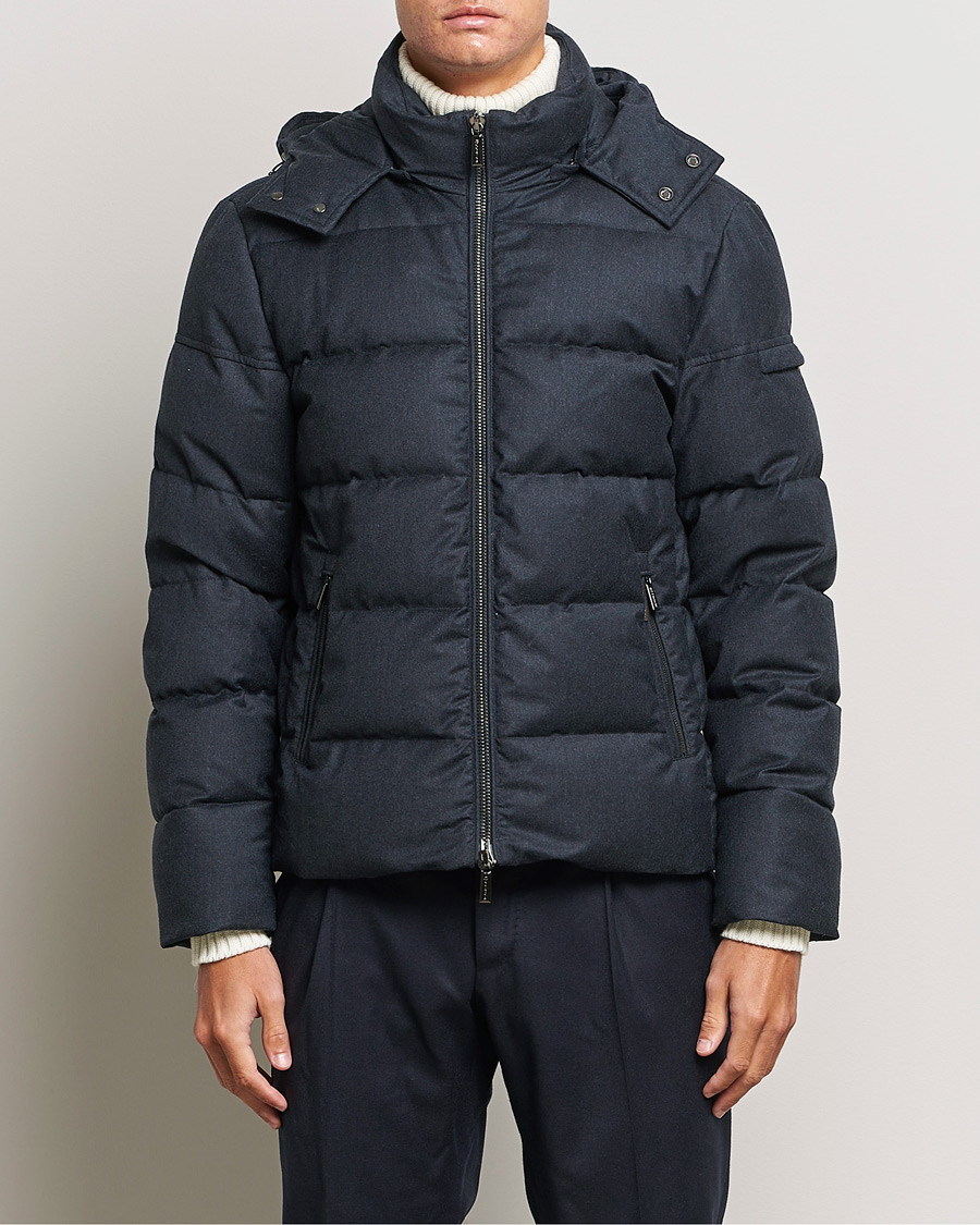 Hombres | Abrigos y chaquetas | MooRER | Brett Wool/Cashmere Hooded Jacket Blue Grey